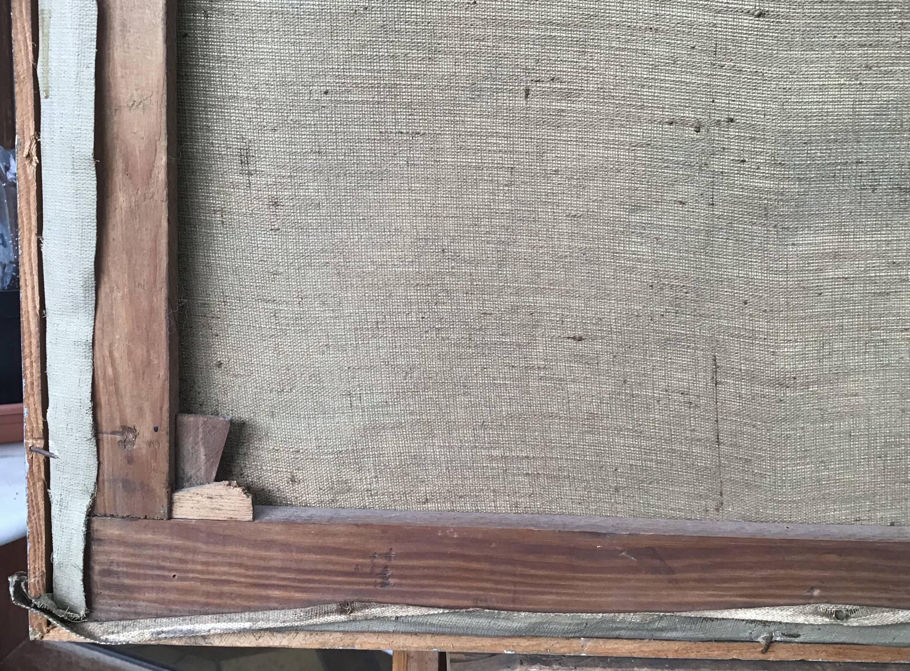 Oil on canvas - “The deck of the trawler returning from fishing” by Lucien Staquet (1911-1989)