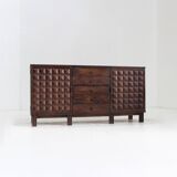 Brutalist Spanish carved sideboard credenza