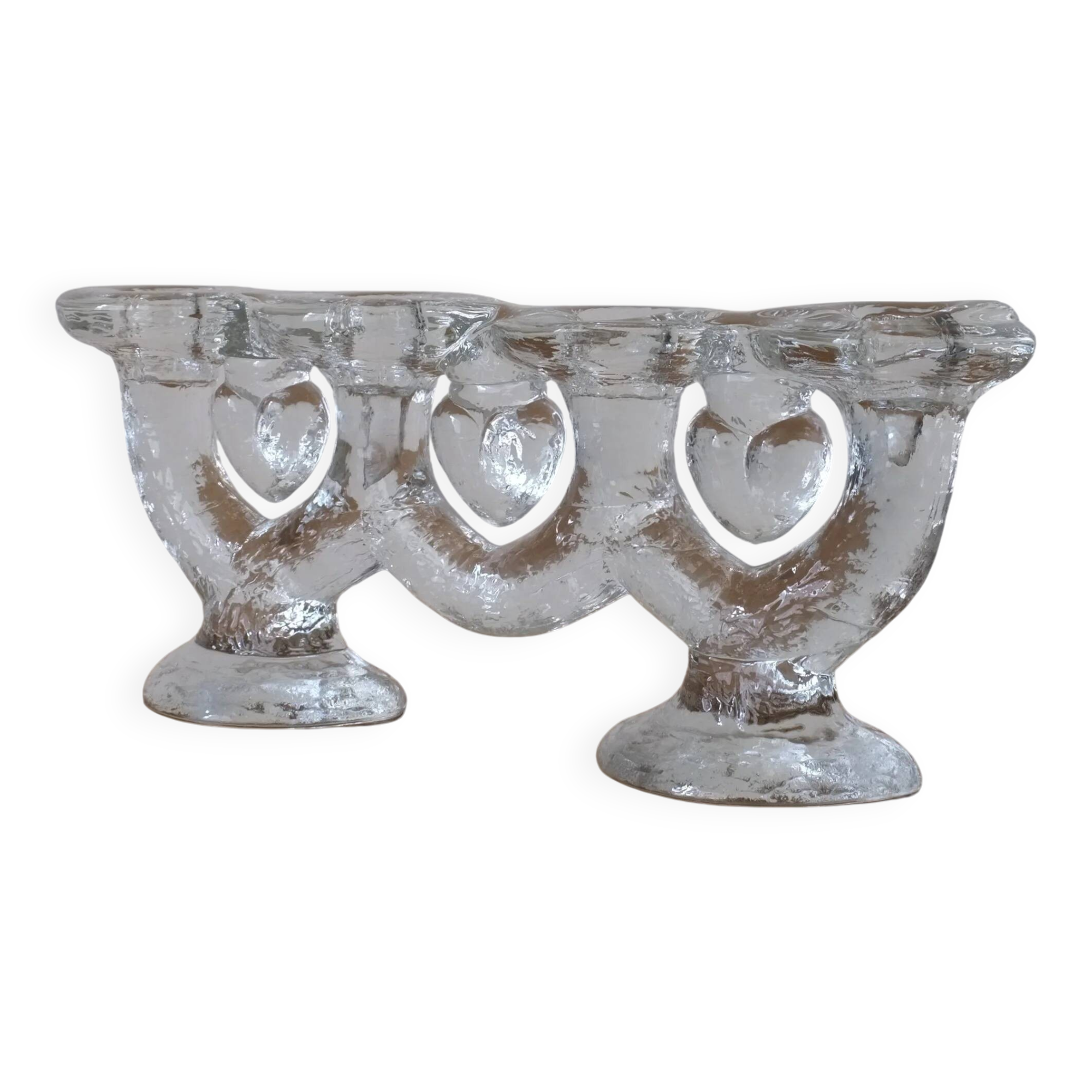 Large glass candle holder by Staffan Gellerstedt | Pukeberg Glasbruk | Sweden