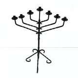 Large Vintage Mid 20th century wrought iron floor candle stick