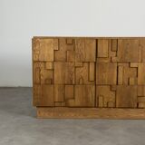 Brutalist Ashwood Sideboard with Sculptural Geometric Front