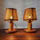 Pair of vintage rattan lamps