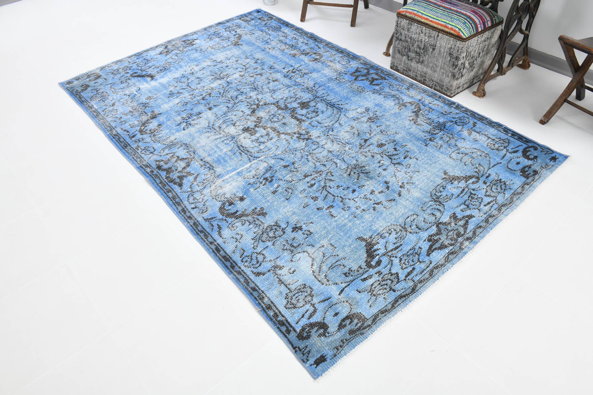 5x8 Shades Of Blue Soft Pastel Vintage Rug, 155x252Cm SK 4004