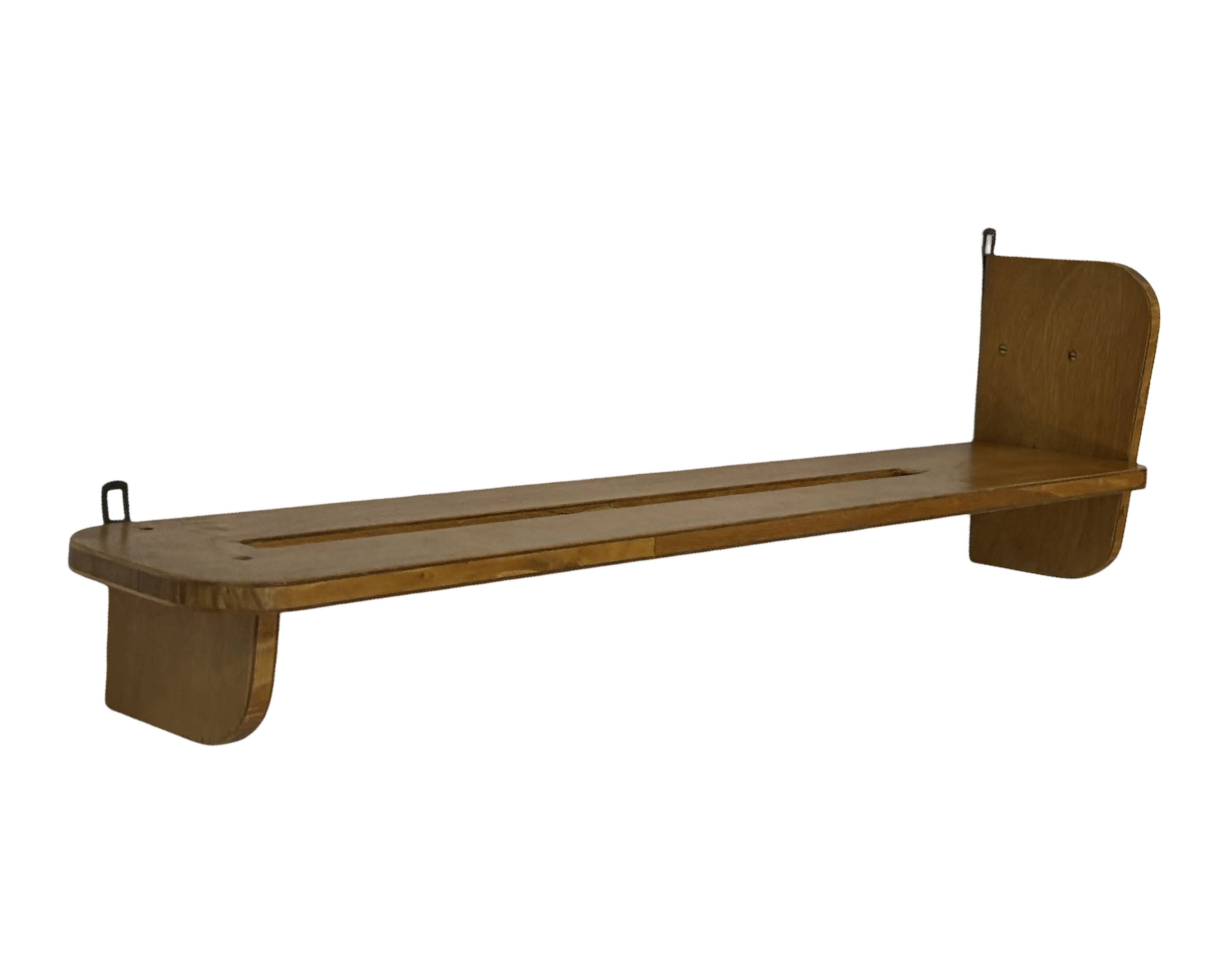 Vintage wooden wall shelve rack bookshelf in wood minimalist