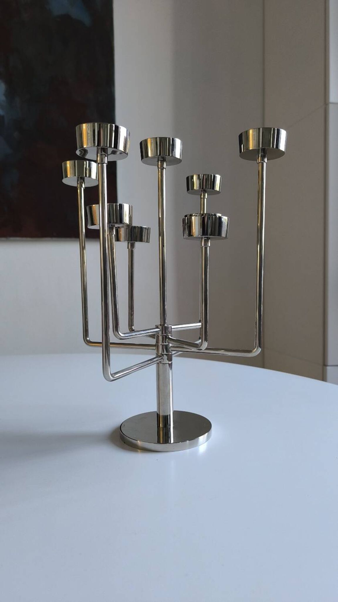 Chrome metal habitat candle holder from the 90s