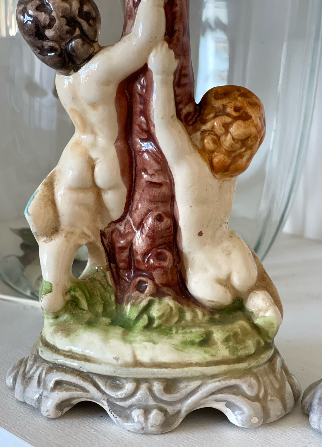 Duo of antique ceramic lamps.