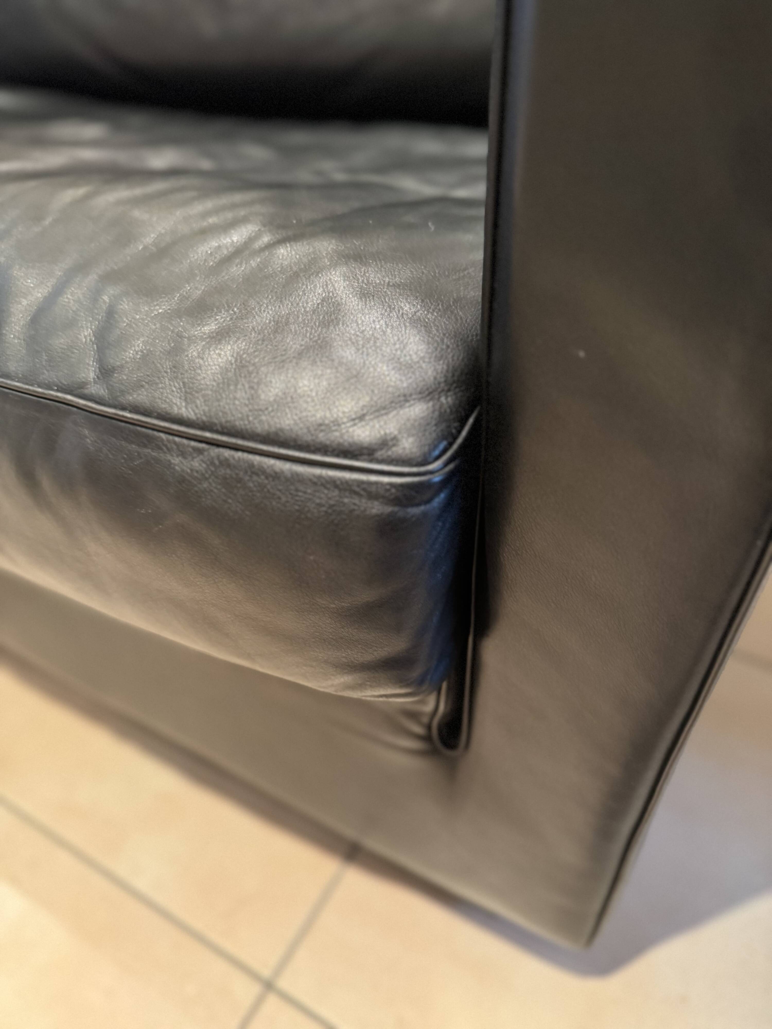 Black leather sofa by Sede – Design by Andrée Putman – 1990s