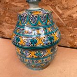 Ancienne Jarre A Beurre Jobbana Maroc Faïence Polychrome XIXÈME Vintage #B083