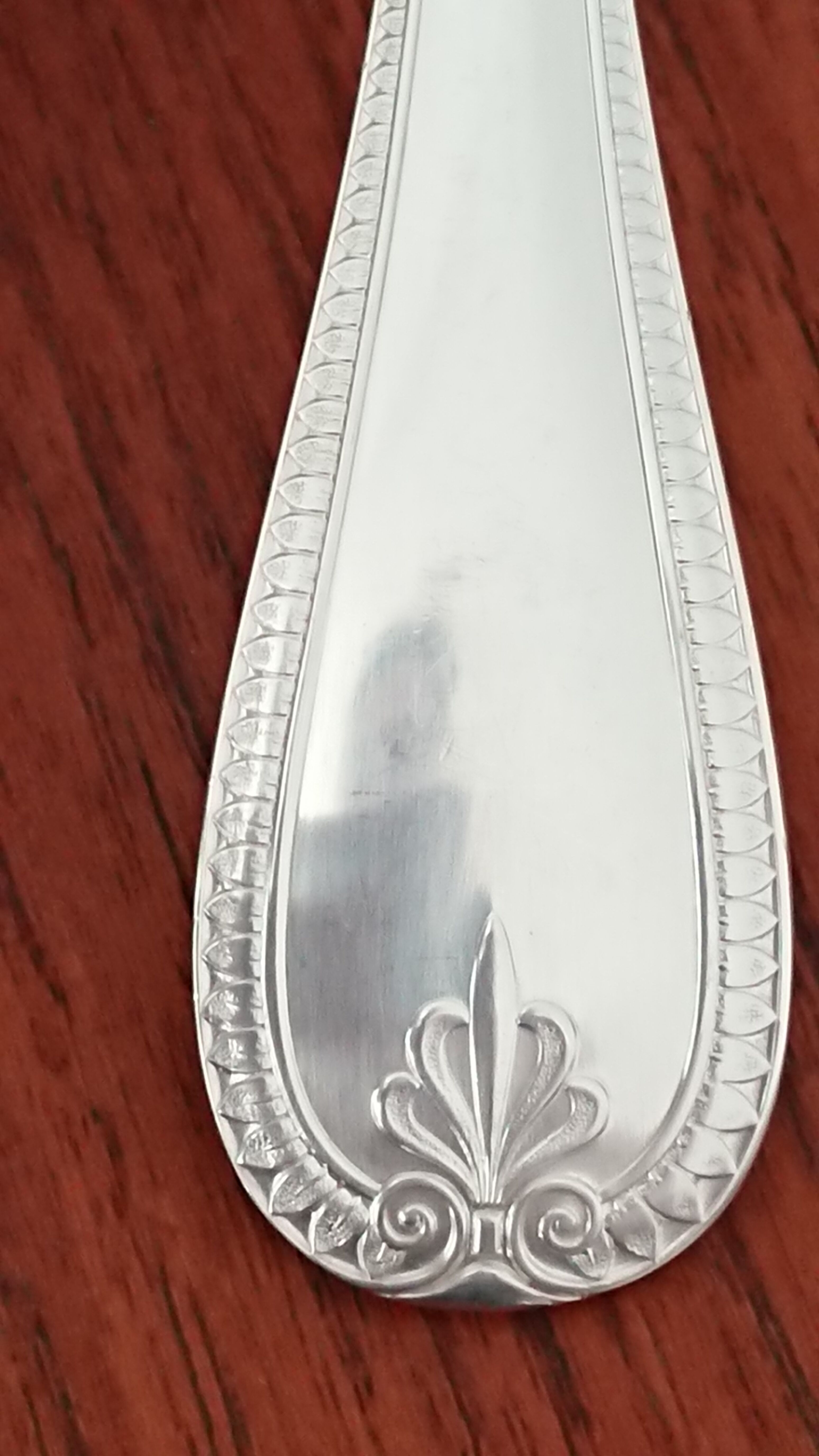 Christofle silver metal serving spoon, malmaison model