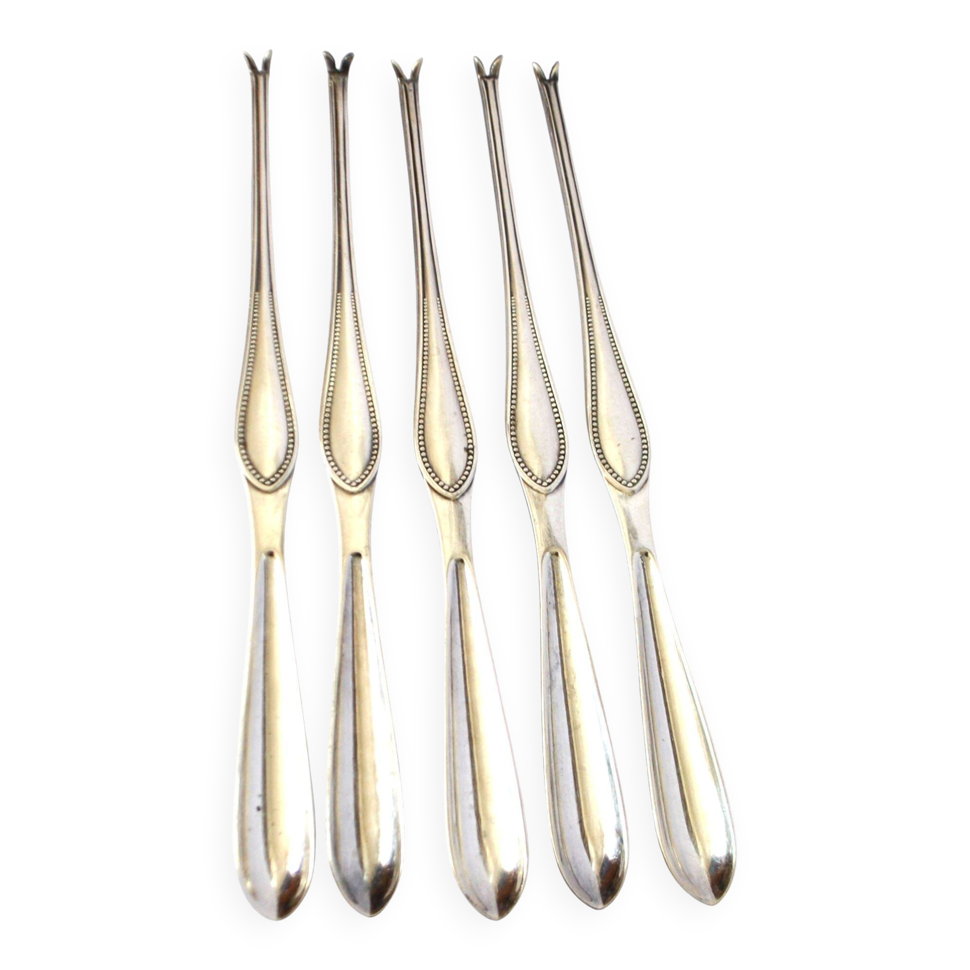DEETJEN Set of 5 silver-plated lobster picks with pearl handle