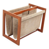 Teak & leather magazine rack by Aksel Kjersgaard, 1960s