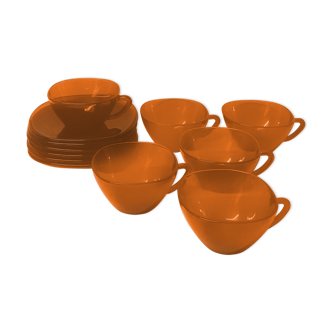 Set of 6 coffee cups and sub cups Vereco France