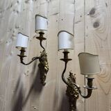 Pair of Louis XV style Rocaille wall sconces in bronze