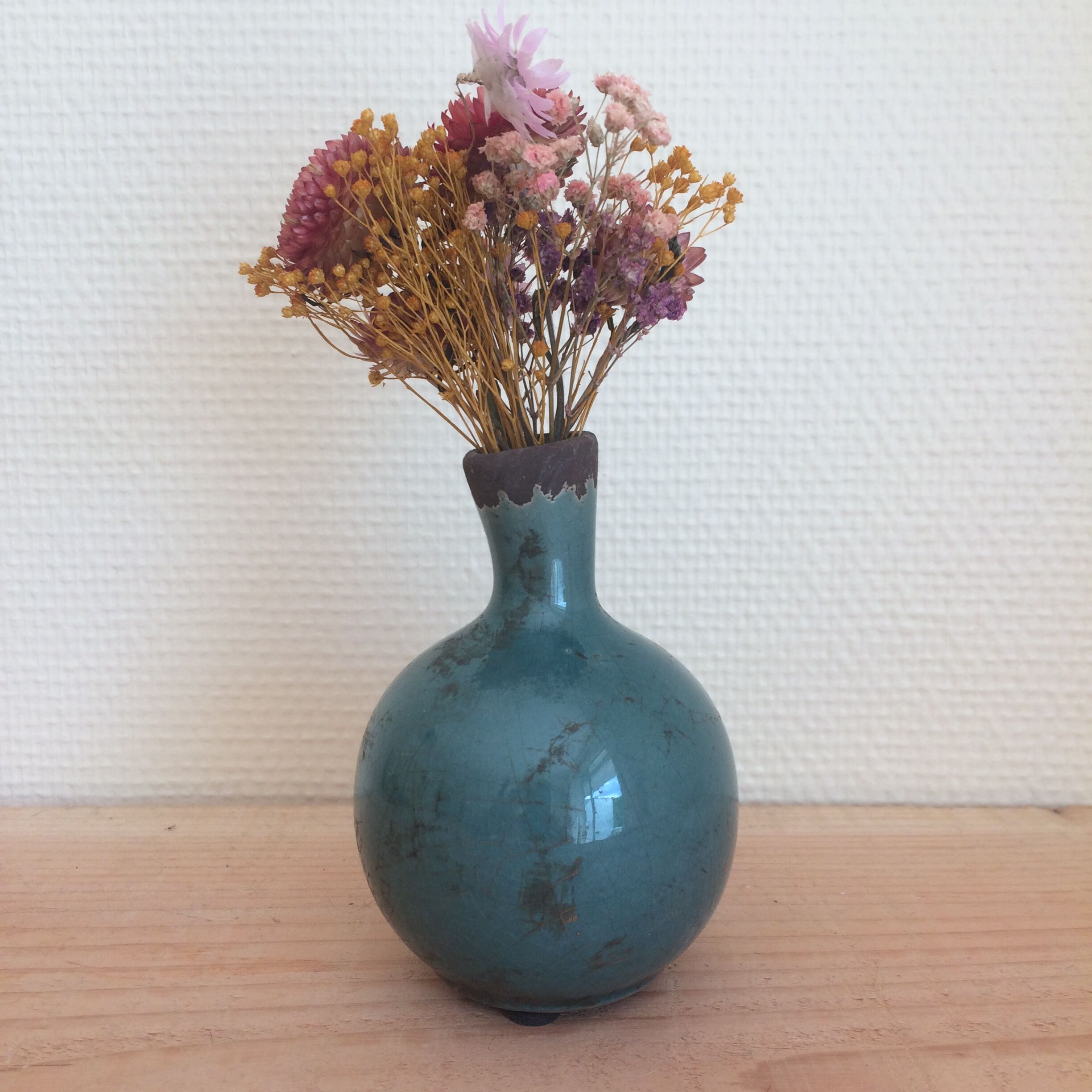 Vintage-style blue ceramic vase