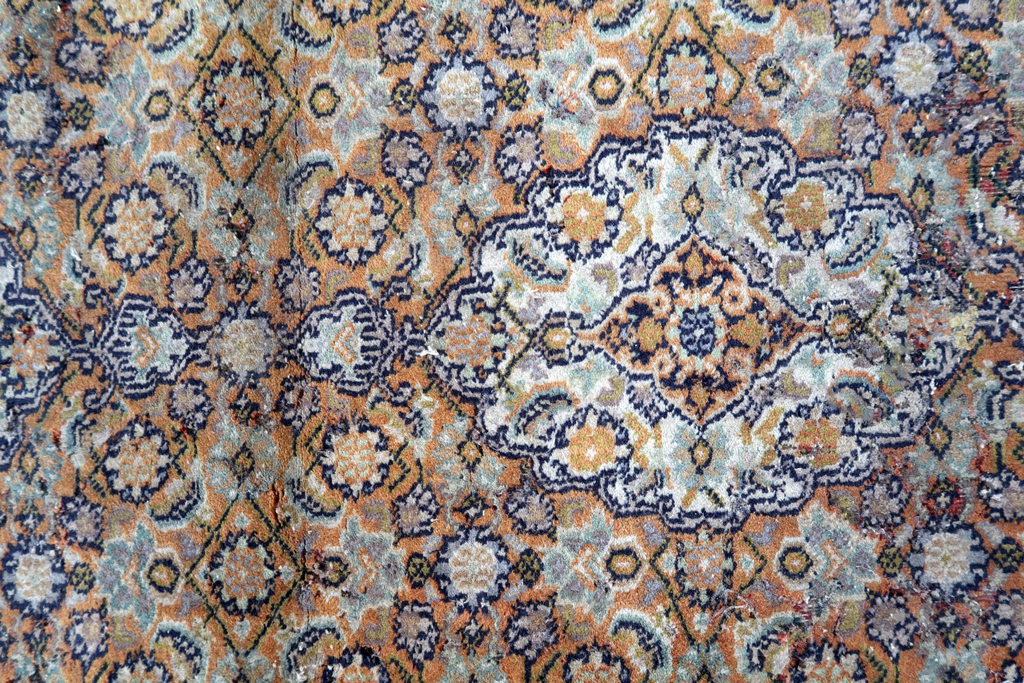 Vintage indian carpet tabriiz handmade 60cm x 177cm 1970s