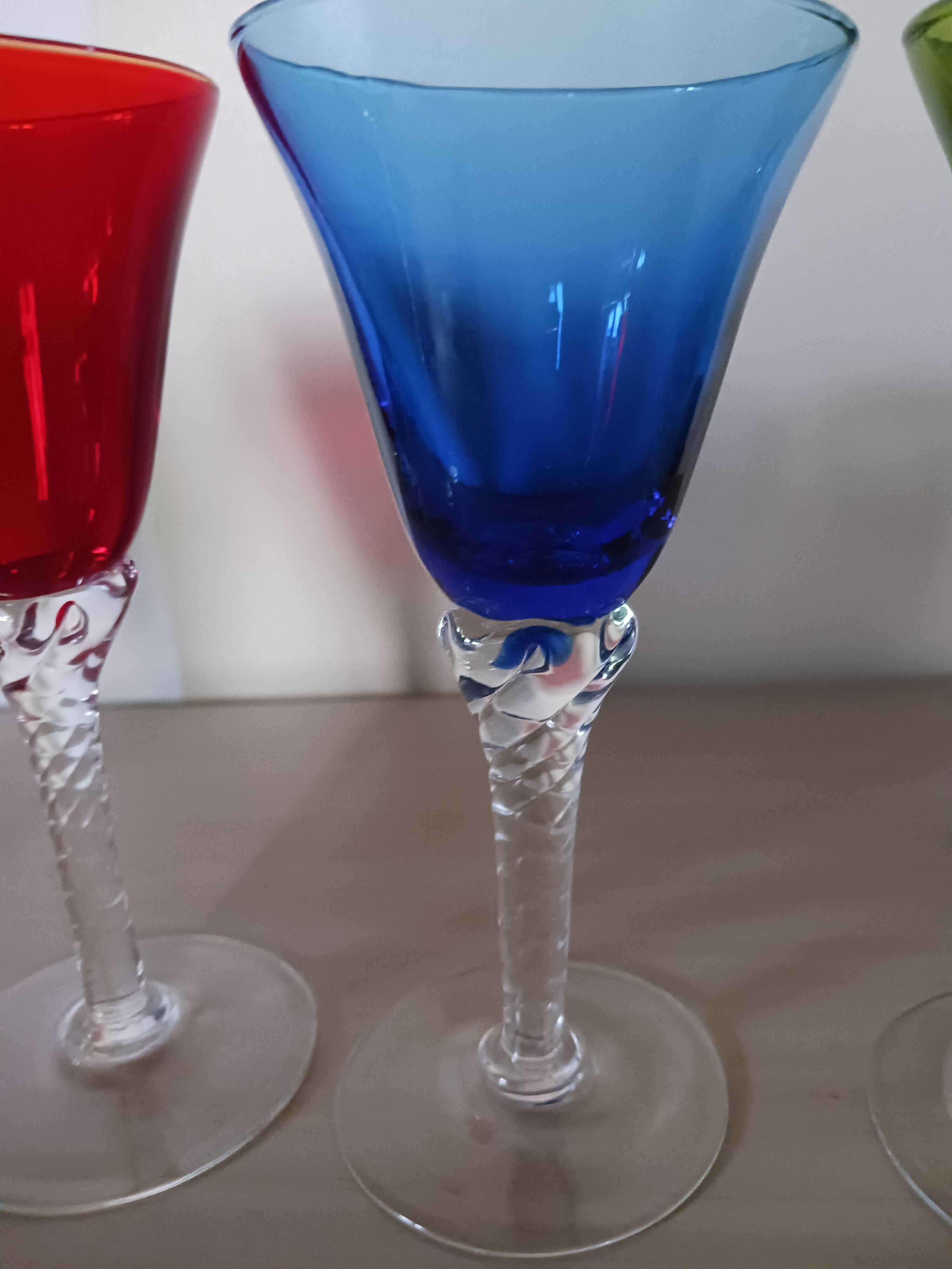 Coloured vases, made of Murano glass.