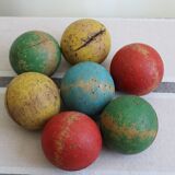 Set of 7 croquet wood balls