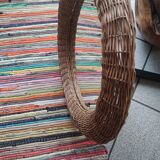 Rattan mirror spherical shape circa 1970