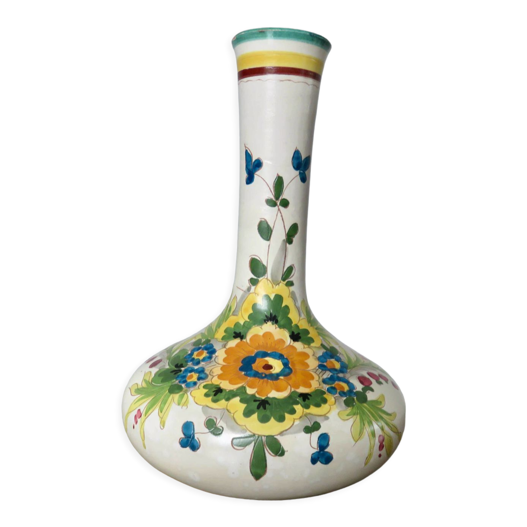 Italy vase in ceramic floral motif 60s