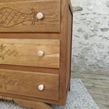 Commode art déco en chêne sablée
