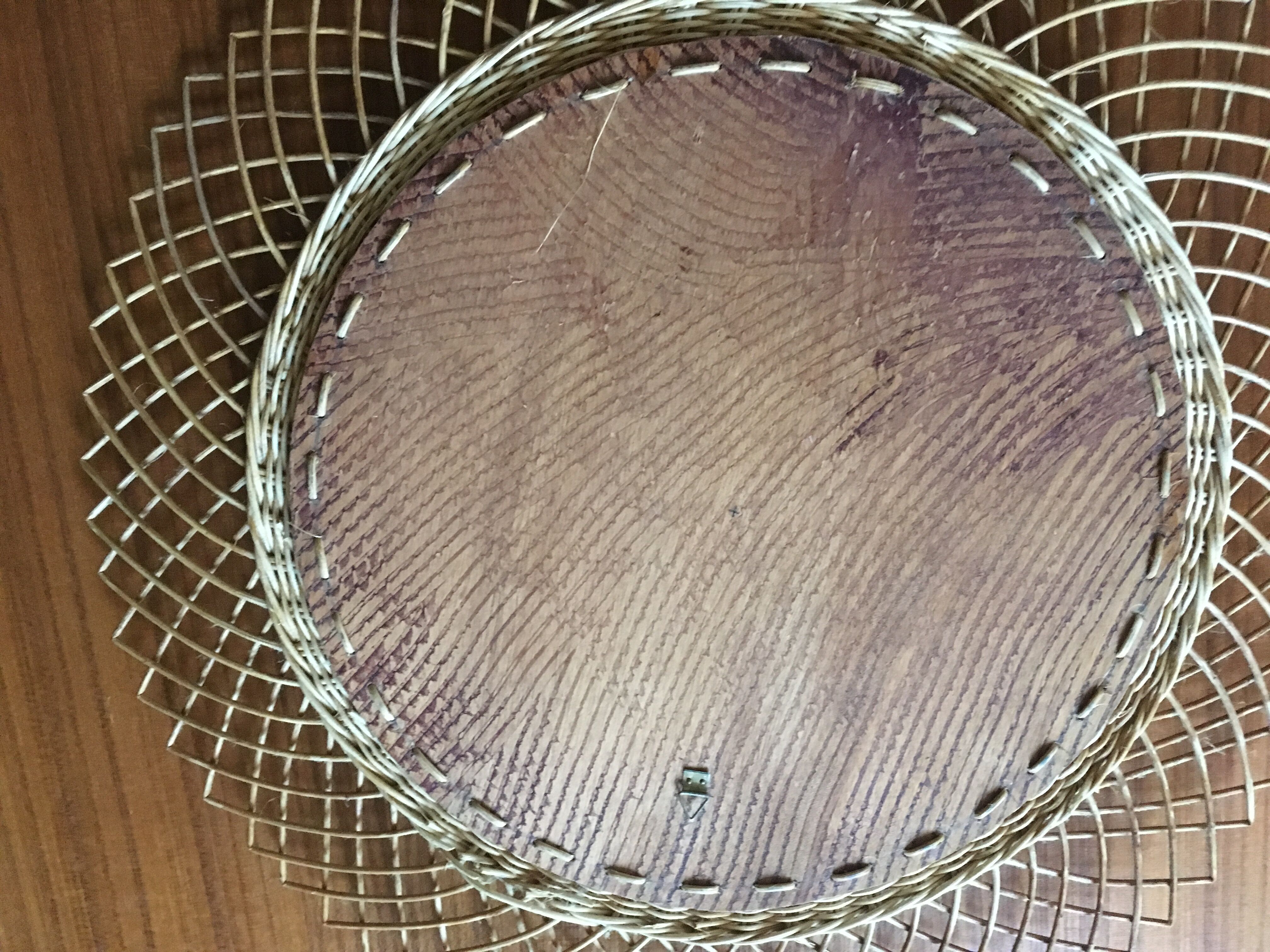 Large vintage 1960 rattan mirror 50cm