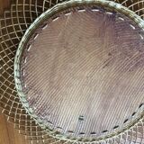 Large vintage 1960 rattan mirror 50cm