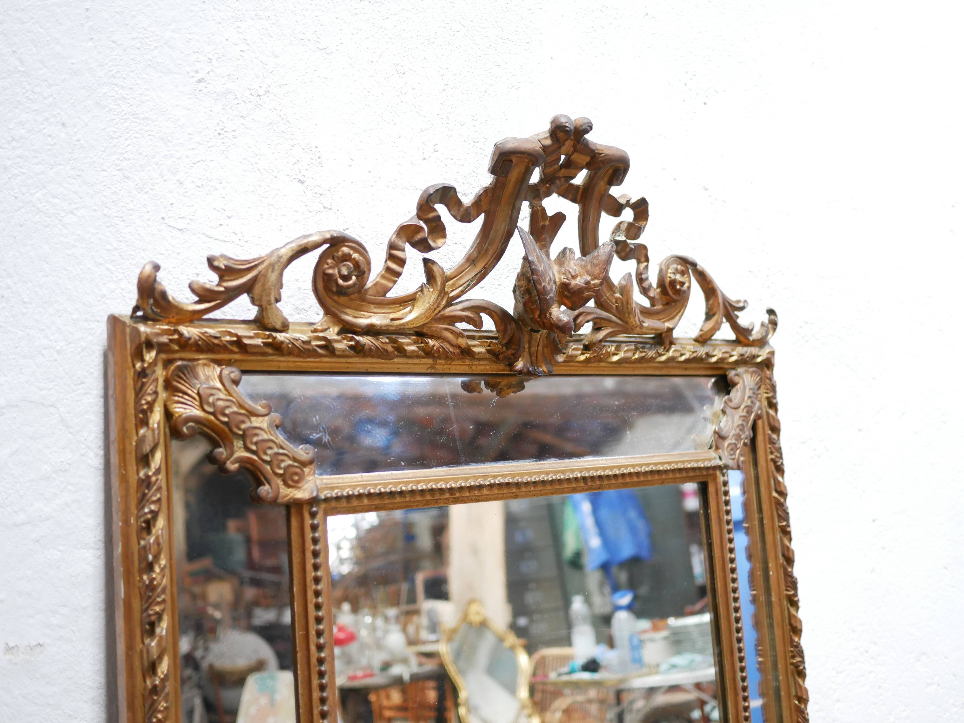 Old Napoleon III louis XV style mirror with parecloses 162cm x 90cm