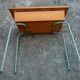 Folding school desk, wood and metal, vintage 50s