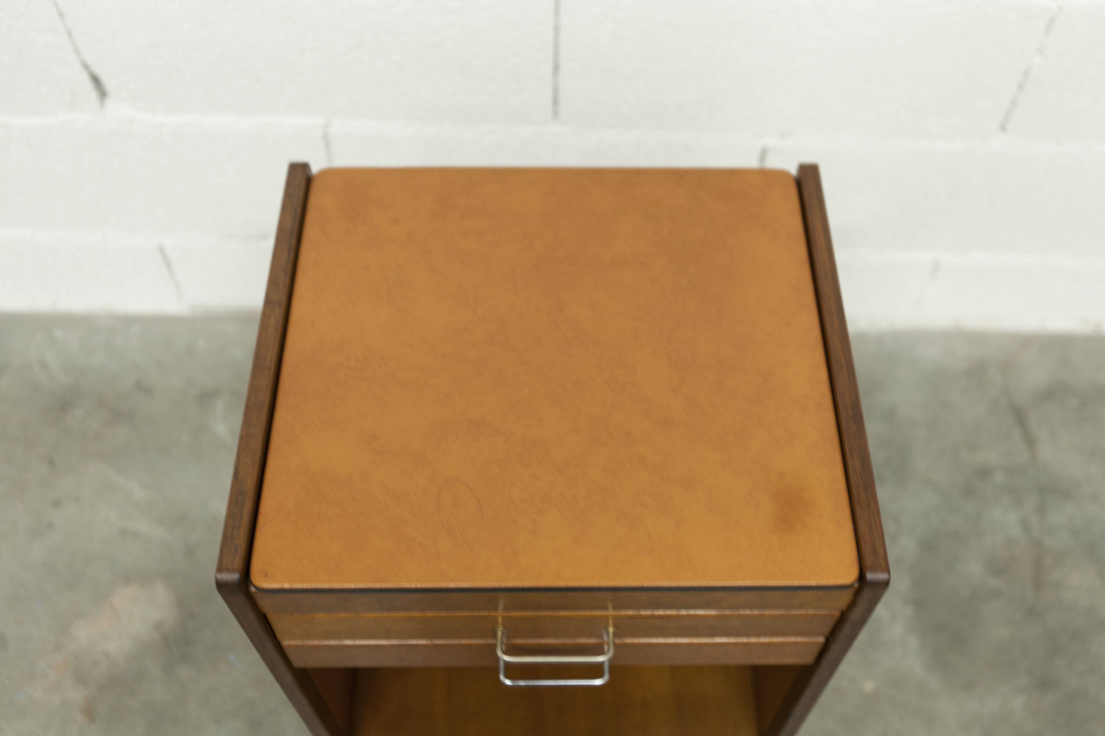 Unique 1960s bedside table with 15 complete games, compass legs, 1960s