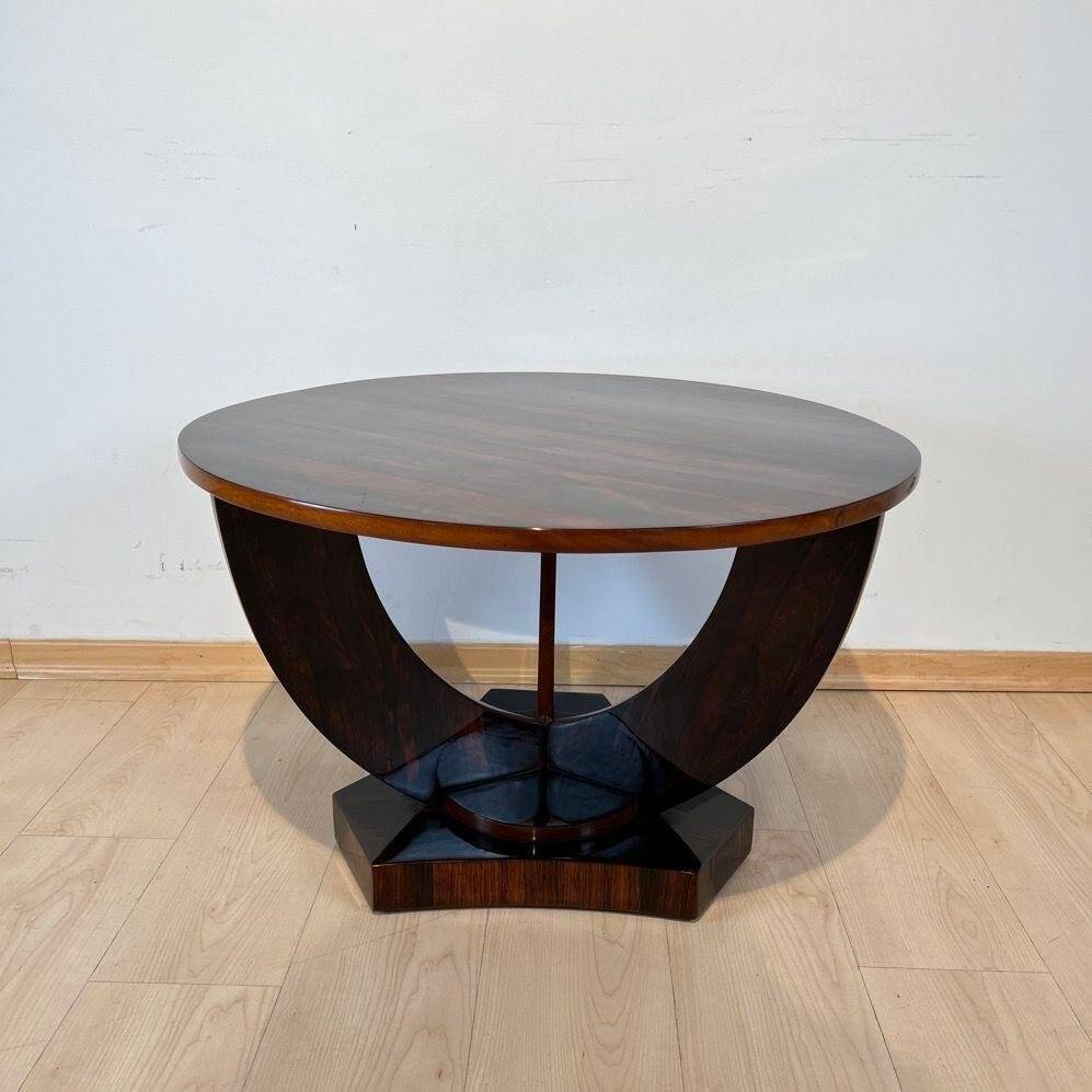 Art Deco Round Side Table in Rosewood Veneer, France, 1930s