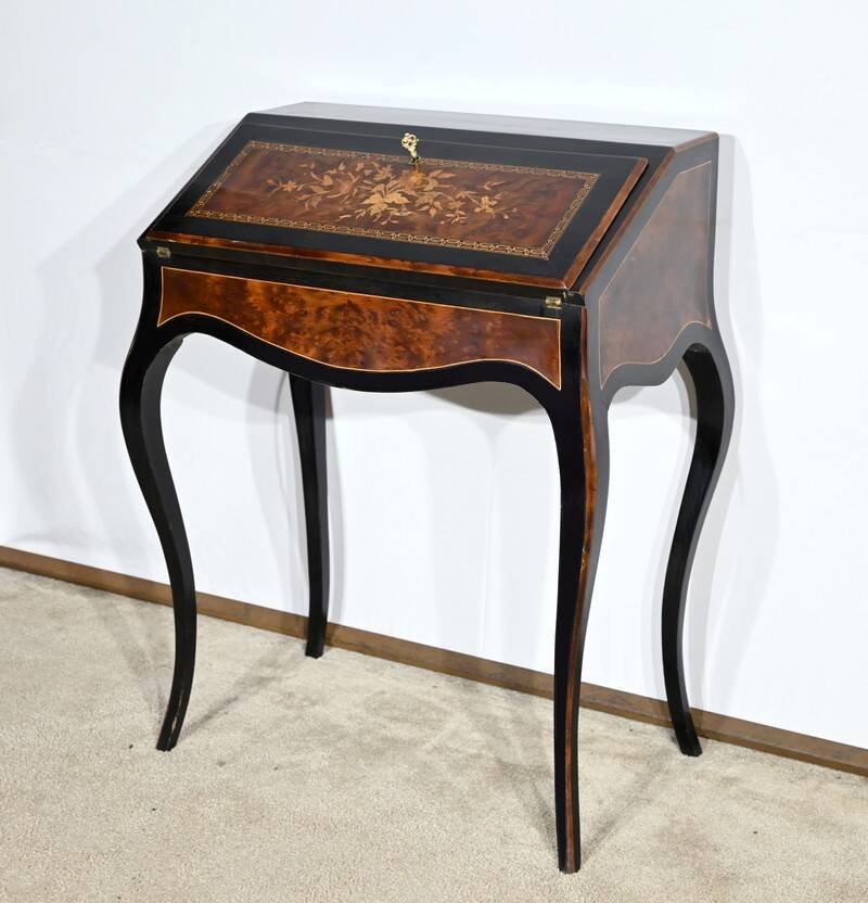Blackened pearwood and amboyna sloping desk, Napoleon III period, mid-19th century