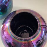 Duo of vintage iridescent ceramic vases from the 70s