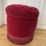 Napoleon III pouf, burgundy velvet.