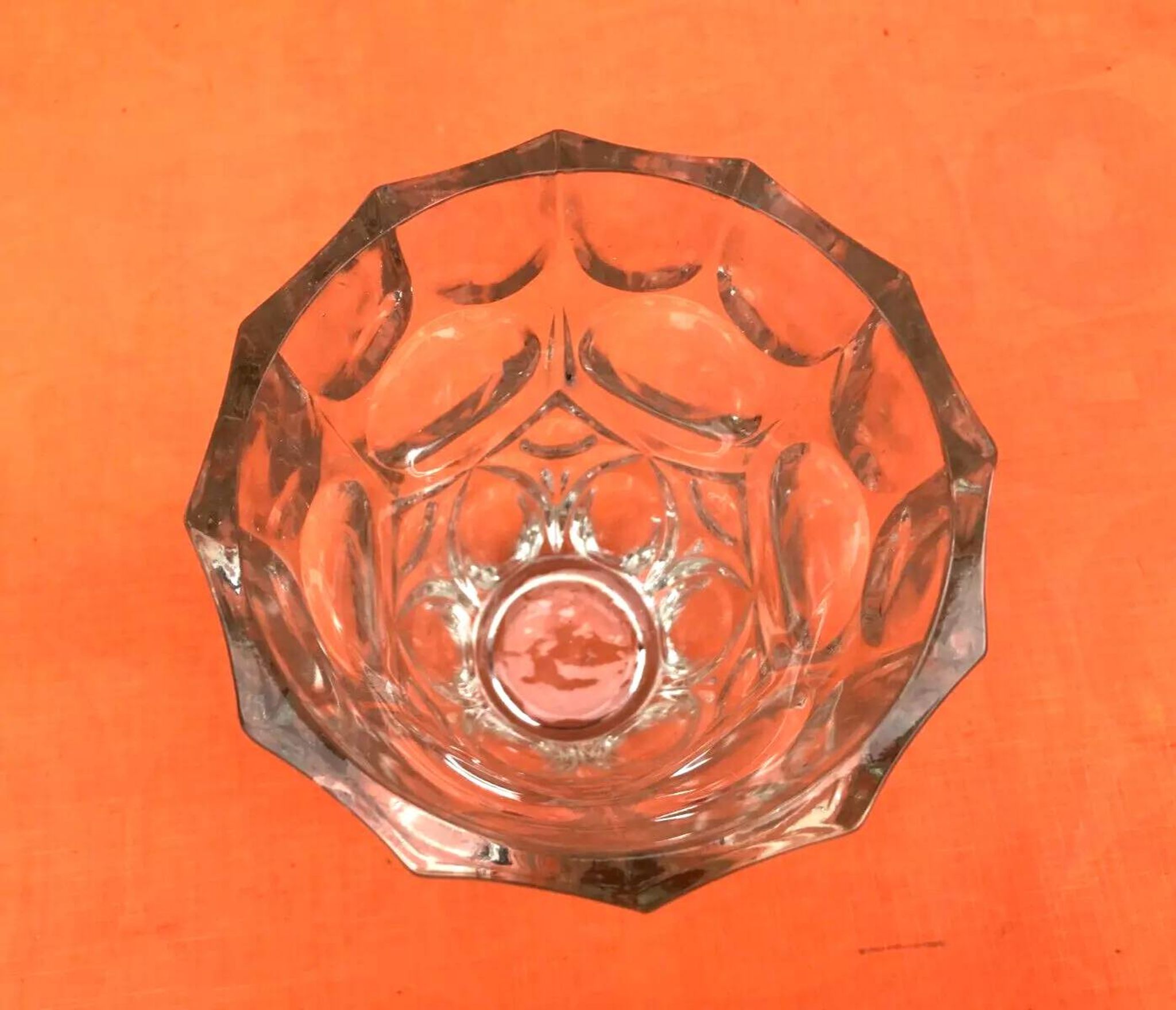 Art Deco Style Faceted Vase Clear Glass Geometric Decor