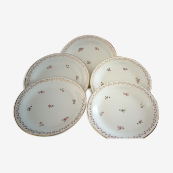 Lot de 5 assiettes plates en porcelaine L'Amandinoise