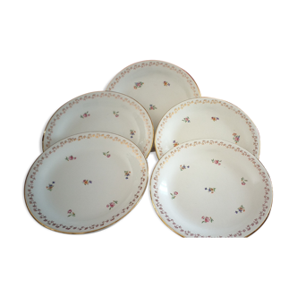 Set of 5 flat porcelain plates L'Amandinoise