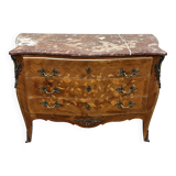 Curved and inlaid chest of drawers, Louis XV style, late 19th-early 20th century