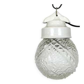Vintage White Porcelain Pendant Light, 1970s