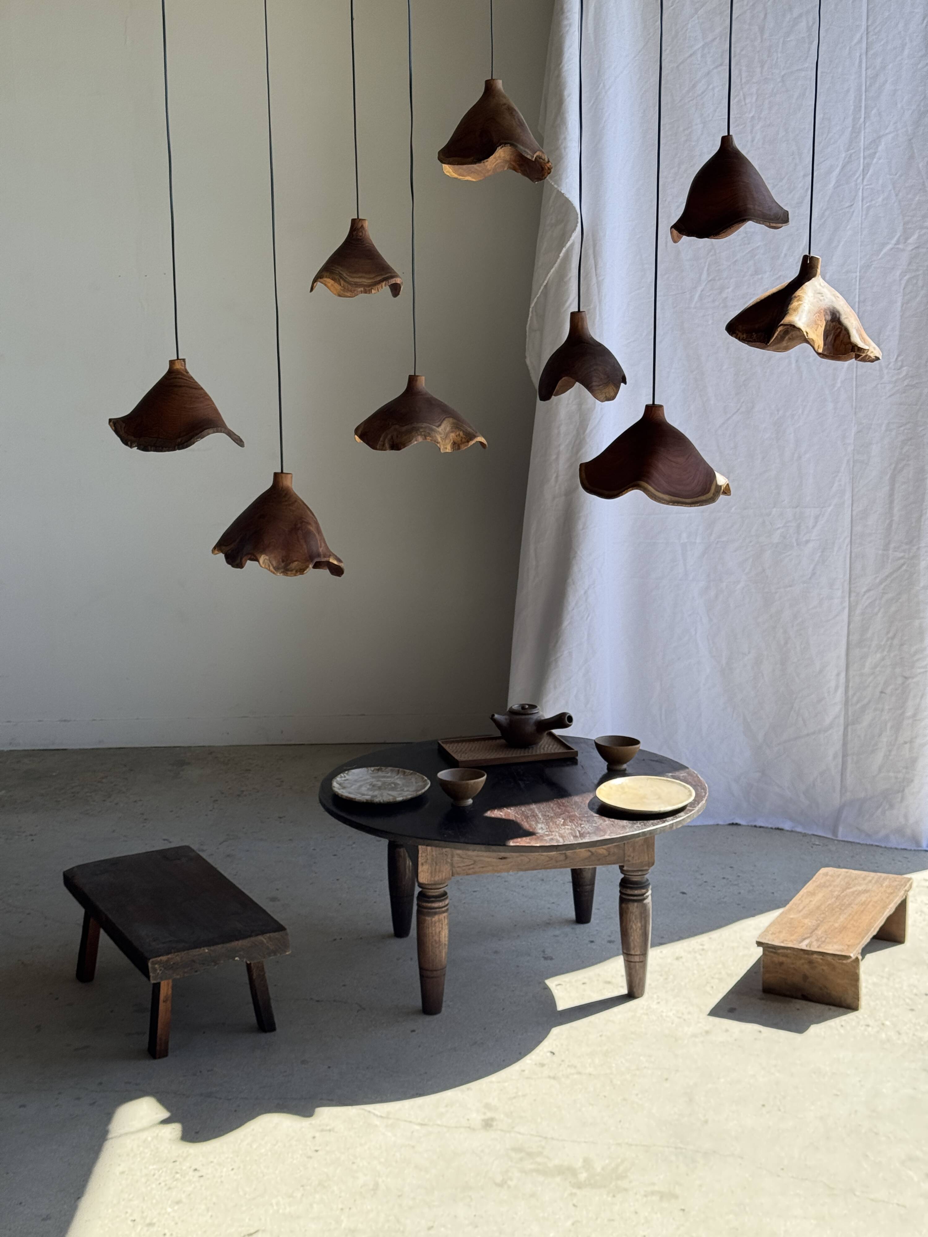 Small suspension in organic teak hat D30 H20