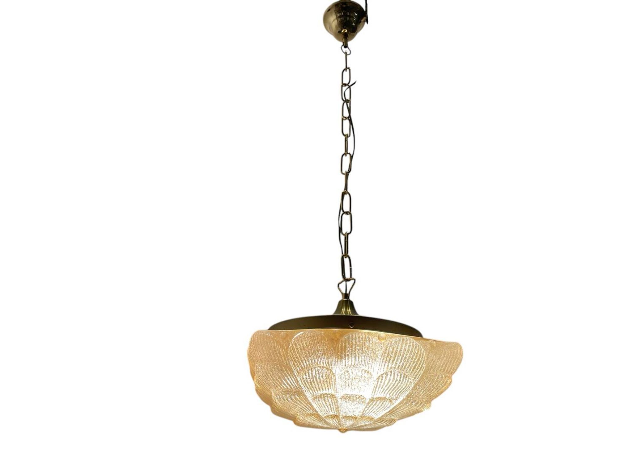 Lot de 2 suspensions lumineuses en verre de Murano, années 1980