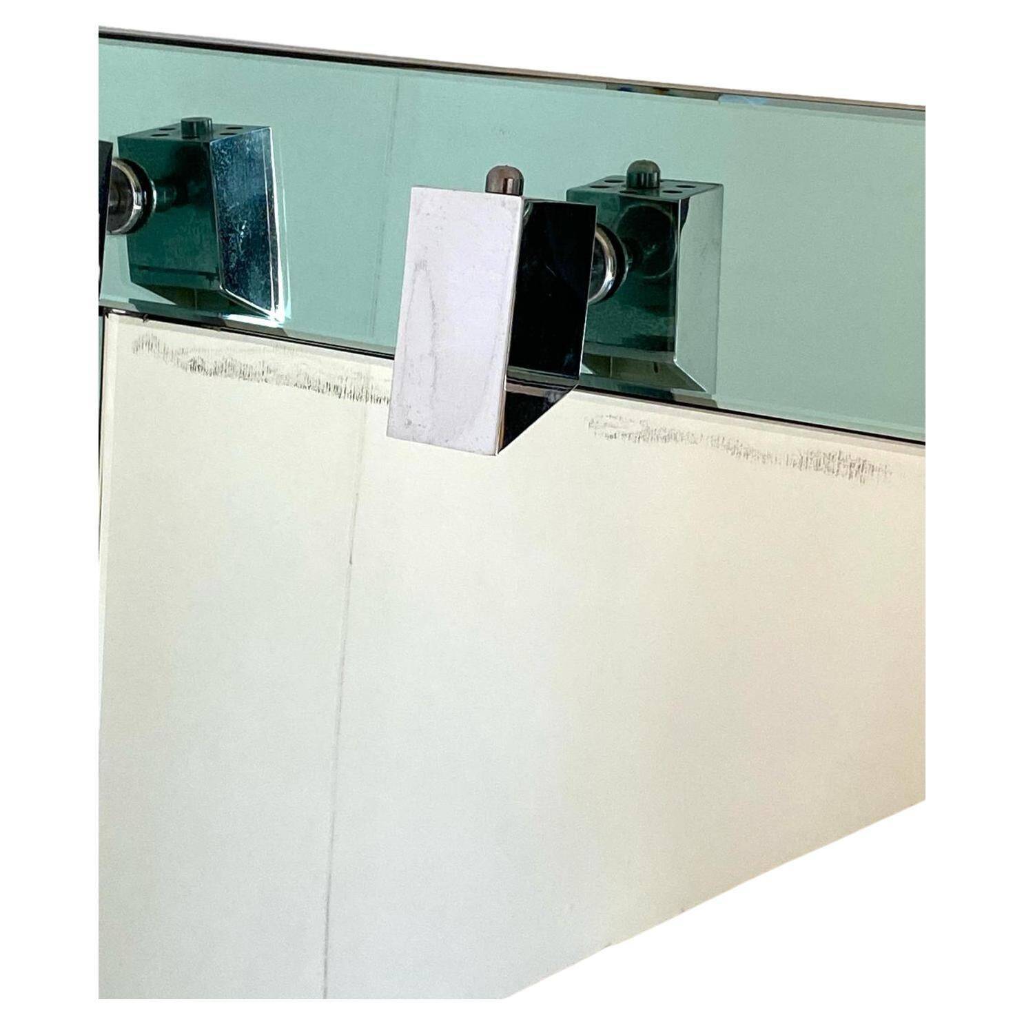 Vintage Aqua Green Glass Wall Mirror, Italy 1970s