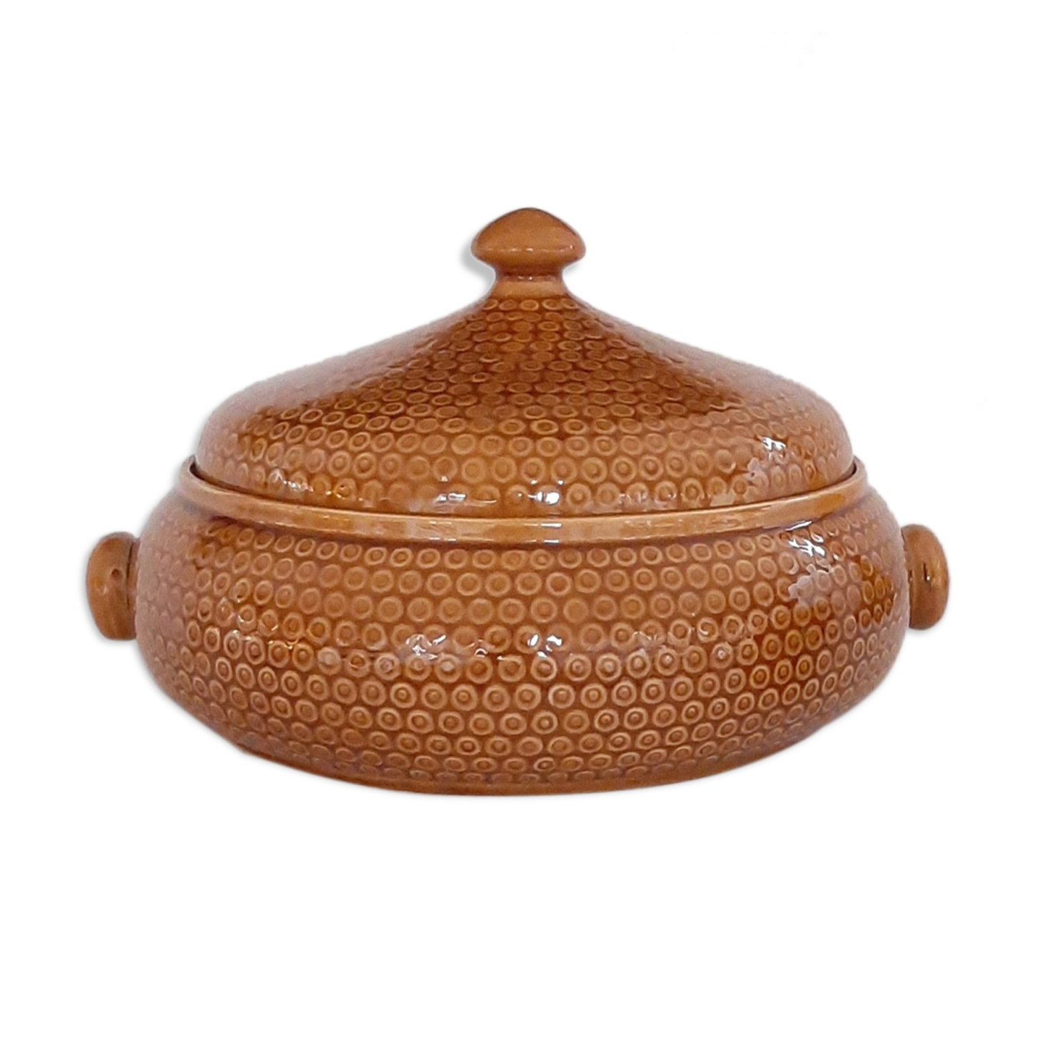 Soupière légumier vintage faïencerie Gien ambre