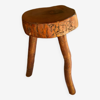 Brutalist wooden tripod stool