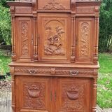 Carved sideboard Henry II, bahut two bodies