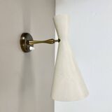 brass and metal diabolo stilnovo style theatre wall light, italy 1950s