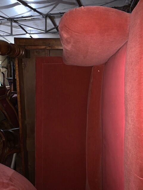 3-seater red fabric sofa