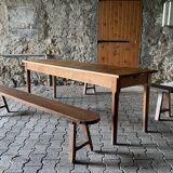 Pair of large solid oak farm benches