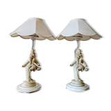 Set of 2 Pierrot acrobats bedside lamps