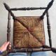 Antique corner chair "fireplace corner" in turned wood and straw.