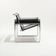 Wassily armchair in black leather, marcel breuer, 2000s